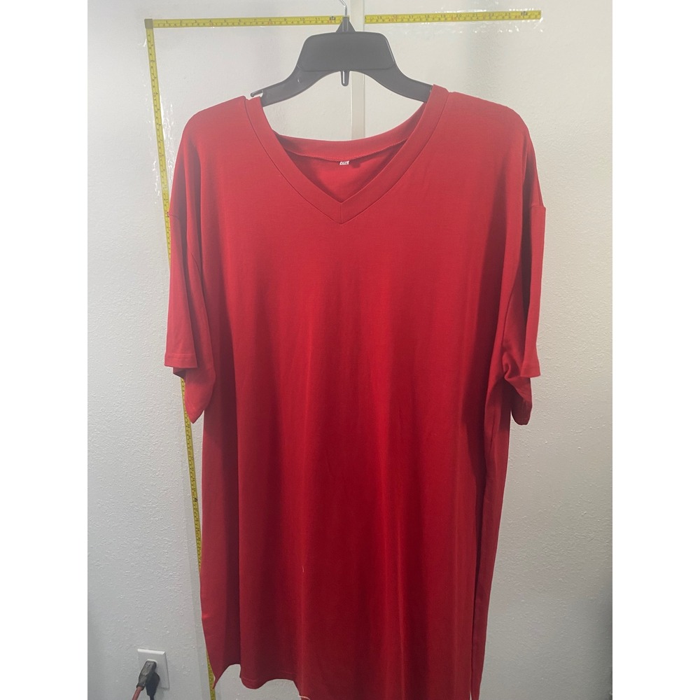 Red V-Neck Mini Dress - Unbranded